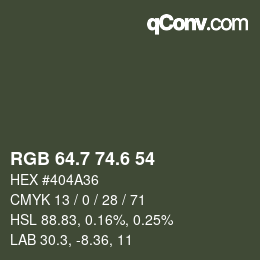カラーコード: RGB 64.7 74.6 54 | qconv.com