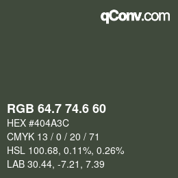 カラーコード: RGB 64.7 74.6 60 | qconv.com