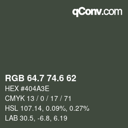 カラーコード: RGB 64.7 74.6 62 | qconv.com