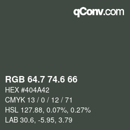 カラーコード: RGB 64.7 74.6 66 | qconv.com
