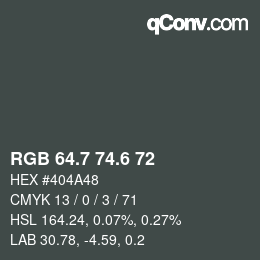 カラーコード: RGB 64.7 74.6 72 | qconv.com