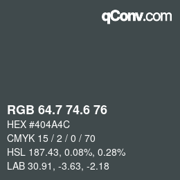カラーコード: RGB 64.7 74.6 76 | qconv.com