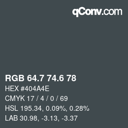 カラーコード: RGB 64.7 74.6 78 | qconv.com