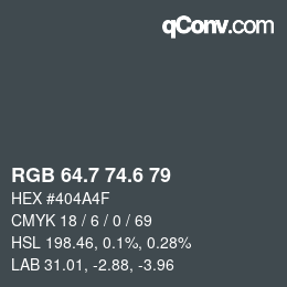 カラーコード: RGB 64.7 74.6 79 | qconv.com