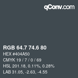 カラーコード: RGB 64.7 74.6 80 | qconv.com