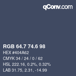 カラーコード: RGB 64.7 74.6 98 | qconv.com