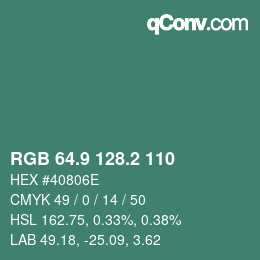 カラーコード: RGB 64.9 128.2 110 | qconv.com
