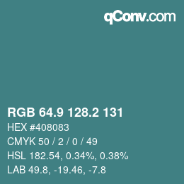 Color code: RGB 64.9 128.2 131 | qconv.com