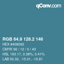 Color code: RGB 64.9 128.2 146 | qconv.com