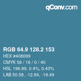 カラーコード: RGB 64.9 128.2 153 | qconv.com