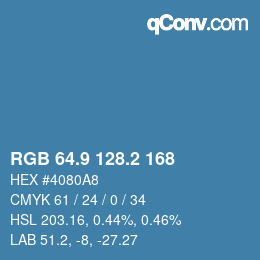 カラーコード: RGB 64.9 128.2 168 | qconv.com