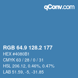 カラーコード: RGB 64.9 128.2 177 | qconv.com
