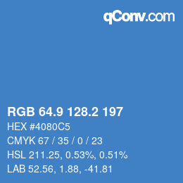 カラーコード: RGB 64.9 128.2 197 | qconv.com