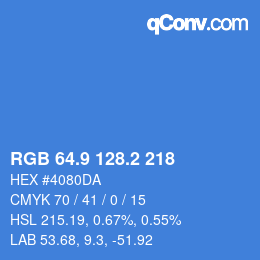 カラーコード: RGB 64.9 128.2 218 | qconv.com