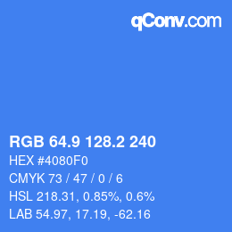 Color code: RGB 64.9 128.2 240 | qconv.com