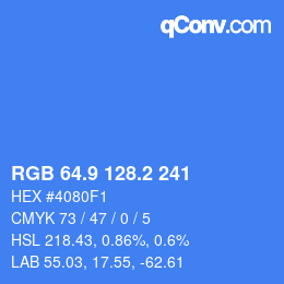 カラーコード: RGB 64.9 128.2 241 | qconv.com