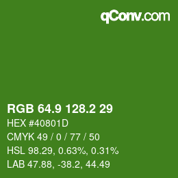 カラーコード: RGB 64.9 128.2 29 | qconv.com