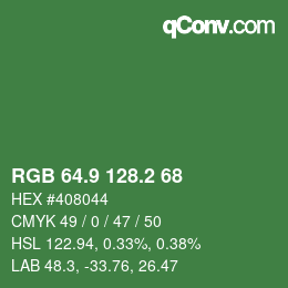 カラーコード: RGB 64.9 128.2 68 | qconv.com