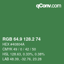 カラーコード: RGB 64.9 128.2 74 | qconv.com