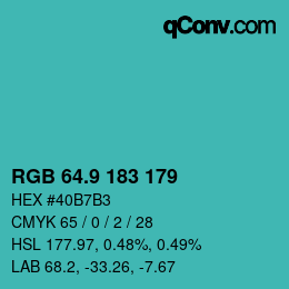 Color code: RGB 64.9 183 179 | qconv.com