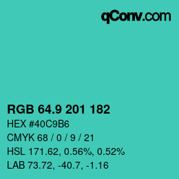 カラーコード: RGB 64.9 201 182 | qconv.com