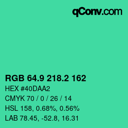 カラーコード: RGB 64.9 218.2 162 | qconv.com