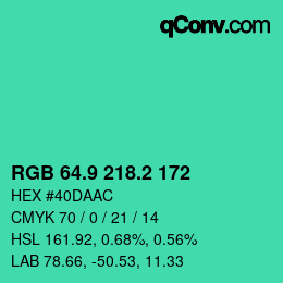 カラーコード: RGB 64.9 218.2 172 | qconv.com