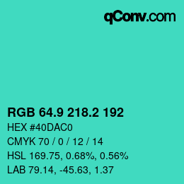 カラーコード: RGB 64.9 218.2 192 | qconv.com
