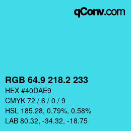 カラーコード: RGB 64.9 218.2 233 | qconv.com