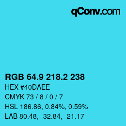 カラーコード: RGB 64.9 218.2 238 | qconv.com