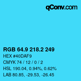 カラーコード: RGB 64.9 218.2 249 | qconv.com