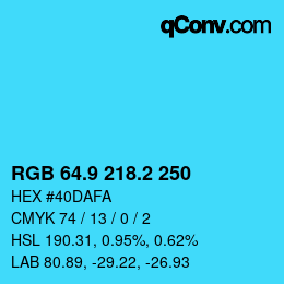 カラーコード: RGB 64.9 218.2 250 | qconv.com