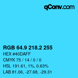 Color code: RGB 64.9 218.2 255 | qconv.com