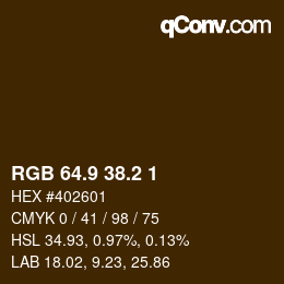 Color code: RGB 64.9 38.2 1 | qconv.com