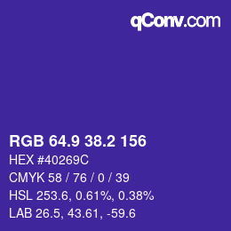 カラーコード: RGB 64.9 38.2 156 | qconv.com