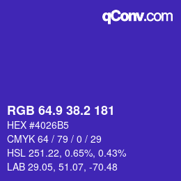 カラーコード: RGB 64.9 38.2 181 | qconv.com