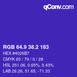 カラーコード: RGB 64.9 38.2 183 | qconv.com