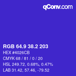 カラーコード: RGB 64.9 38.2 203 | qconv.com