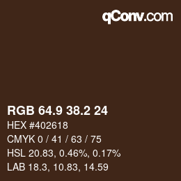 カラーコード: RGB 64.9 38.2 24 | qconv.com