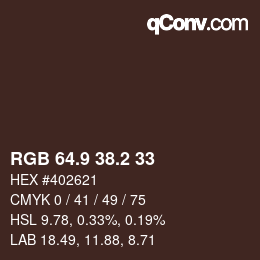 Código de color: RGB 64.9 38.2 33 | qconv.com