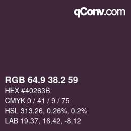 カラーコード: RGB 64.9 38.2 59 | qconv.com