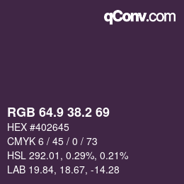 Farbcode: RGB 64.9 38.2 69 | qconv.com