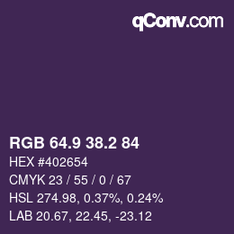 Color code: RGB 64.9 38.2 84 | qconv.com