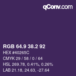 カラーコード: RGB 64.9 38.2 92 | qconv.com