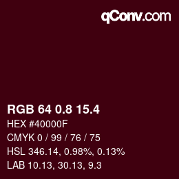 カラーコード: RGB 64 0.8 15.4 | qconv.com