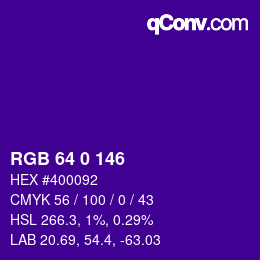 Color code: RGB 64 0 146 | qconv.com