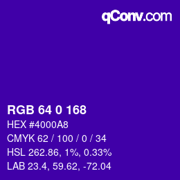 Color code: RGB 64 0 168 | qconv.com