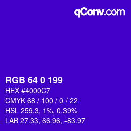 Color code: RGB 64 0 199 | qconv.com