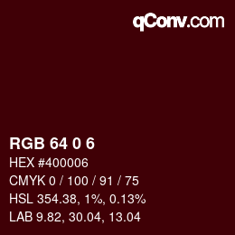 カラーコード: RGB 64 0 6 | qconv.com