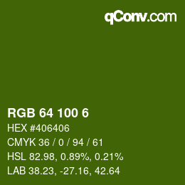 Color code: RGB 64 100 6 | qconv.com